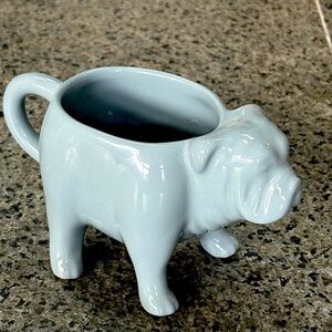 Rare discontinued Fishs Eddy Bulldog Ceramic mug planter gray